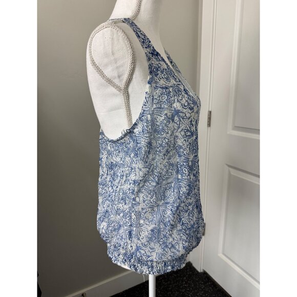 Lucky Brand Womens Blue Boho Geometric Print Sleeveless Top Size M - Picture 3 of 15